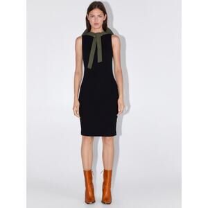 NWT Zara Ribbed Bodycon Dress Black Size M
